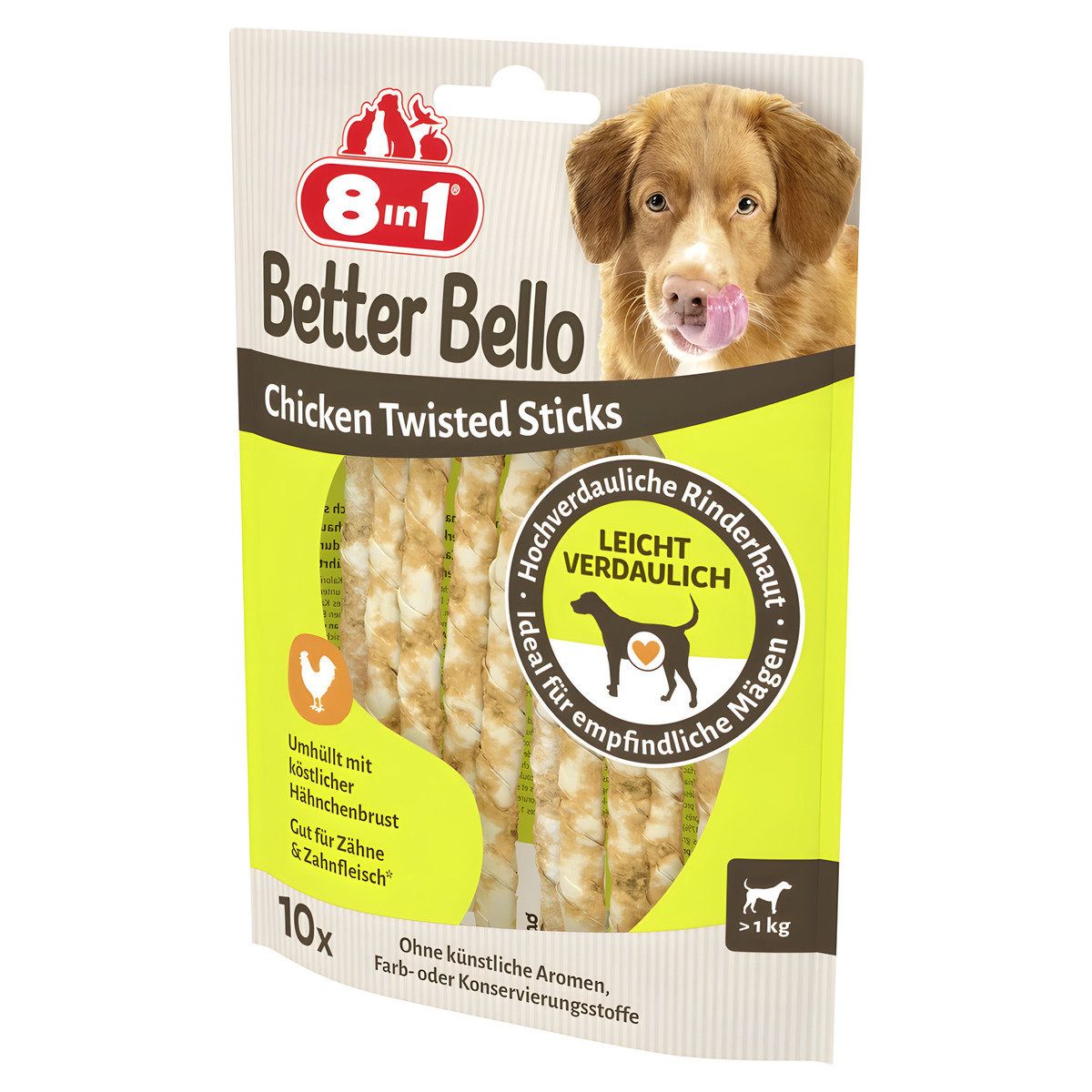 8in1 Better Bello Chicken Twisted Sticks 60 g, für: Hund