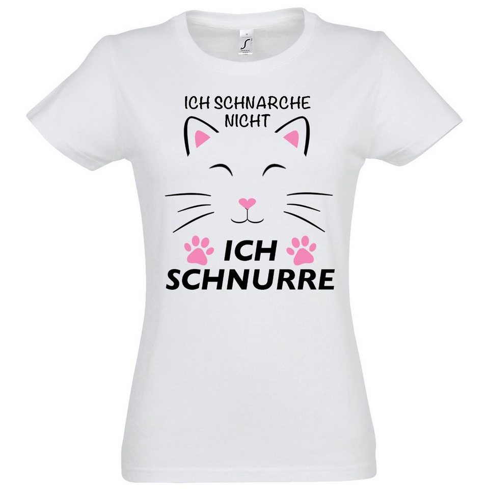 Youth Designz Print-Shirt Schnarchen Schnurren Katze Damen T-Shirt mit  lustigem Spruch & Logo Aufdruck