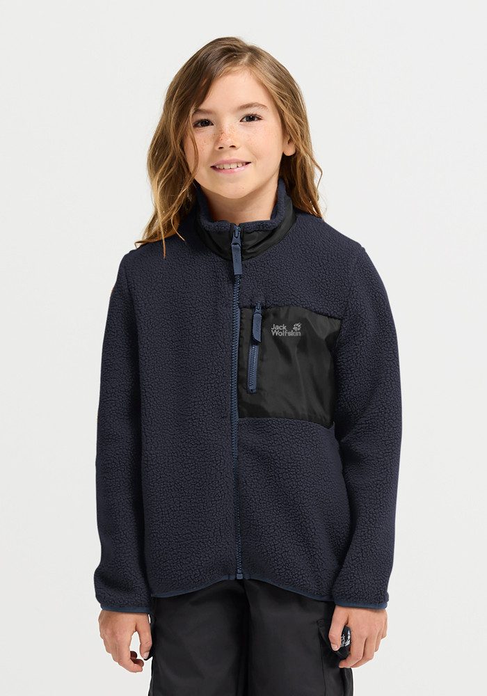Jack Wolfskin Fleecejacke LITE CURL FZ K mit aufgesetzter Brusttasche mit Zipper, atmungsaktiv, wasserabweisend