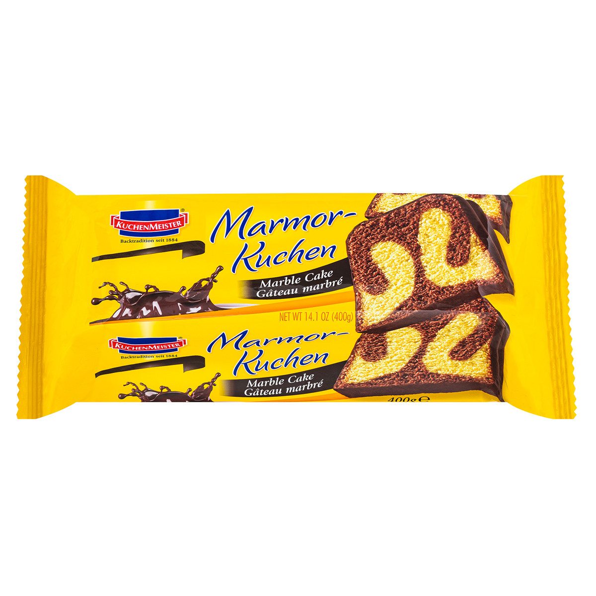 KuchenMeister Kuchen, KuchenMeister Marmor Kuchen saftiger Rührkuchen mit Glasur 400g