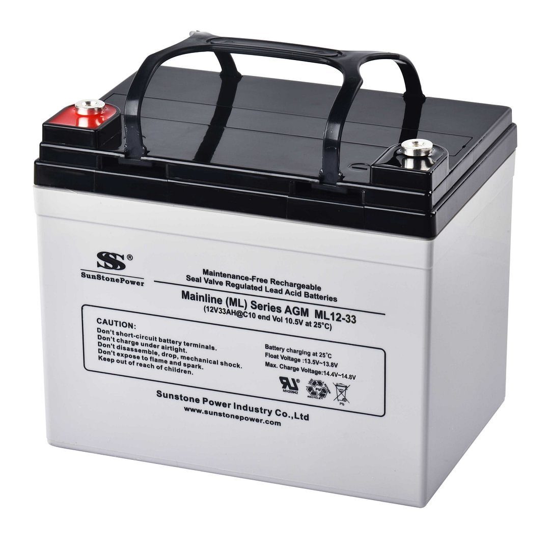 Sunstone Power AGM Batterie 12V 33Ah Aufladbare Batterien Stromspeicher für PV Anlage Bleiakkus