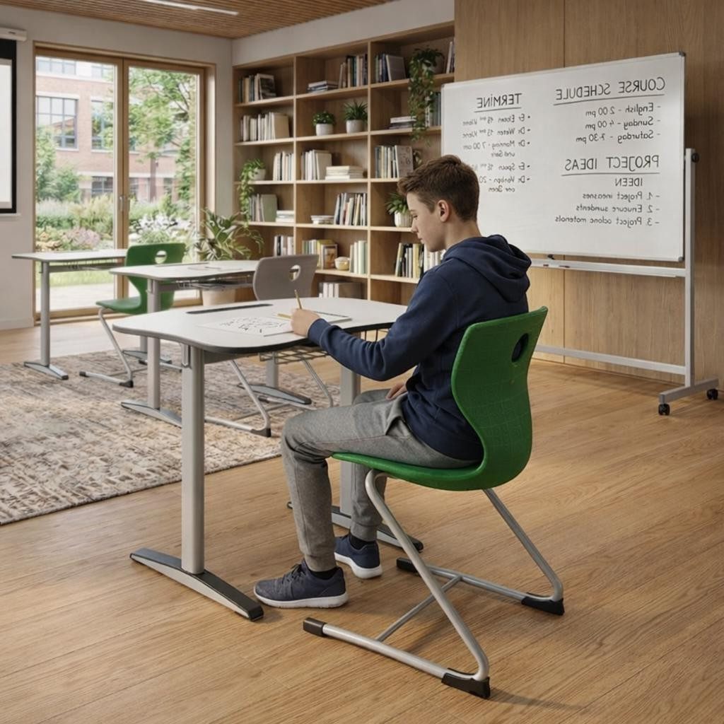 Xlmoebel Schreibtisch Moderne Schulbank mit ergonomischem Stuhl-Set in Weiß (Set, Schulbank mit Stuhl-Set), Made in Europa