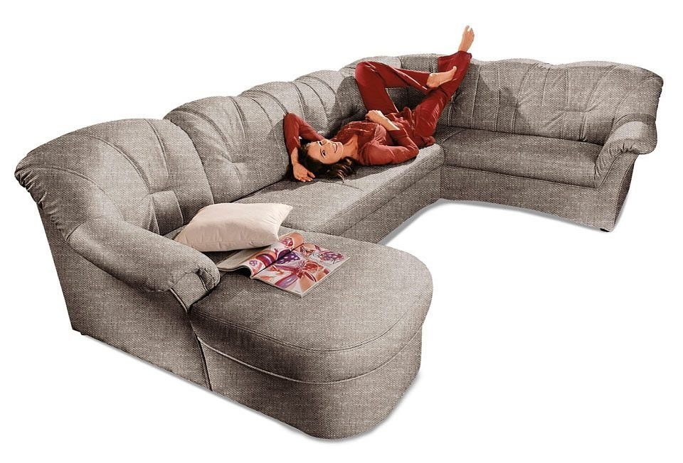 DOMO collection Wohnlandschaft Papenburg, zeitlose Rückensteppung, elegante Formensprache, U-Form, in großer Farbvielfalt, wahlweise mit Bettfunktion