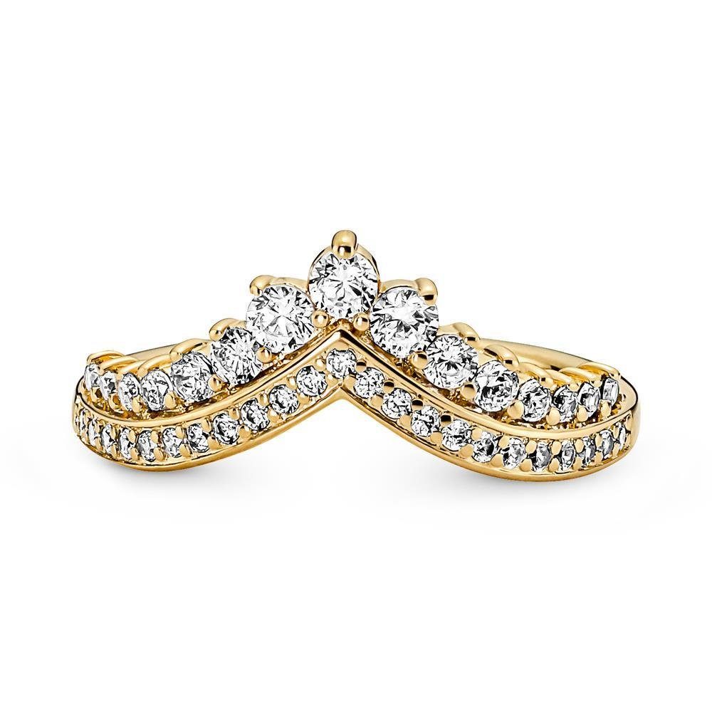 Pandora Fingerring PANDORA Damenring Prinzessin Wishbone mit Zirkonia, gold