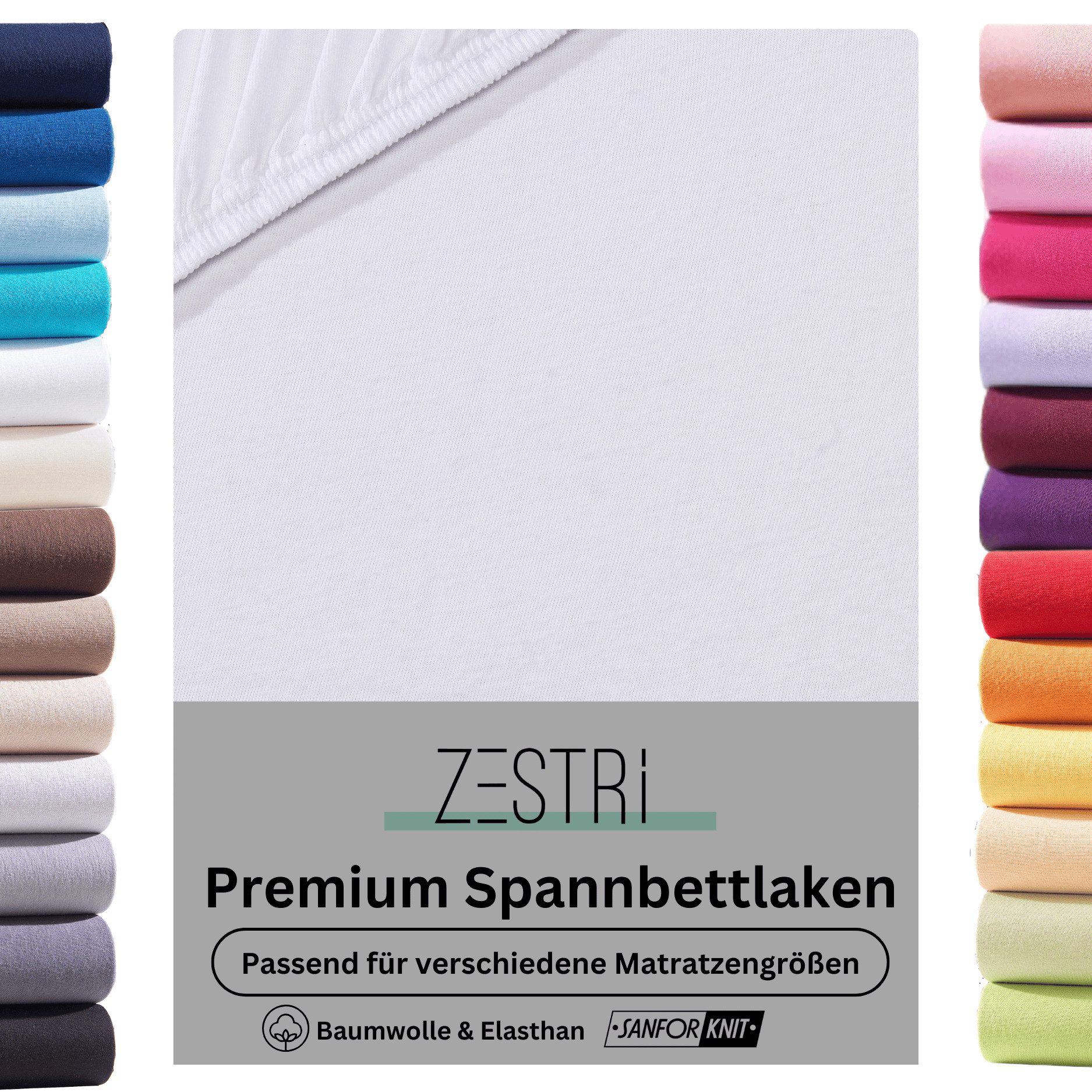 Zestri Spannbettlaken Boxspringbetten Wasserbetten Matratzen Jersey Premium günstig online kaufen