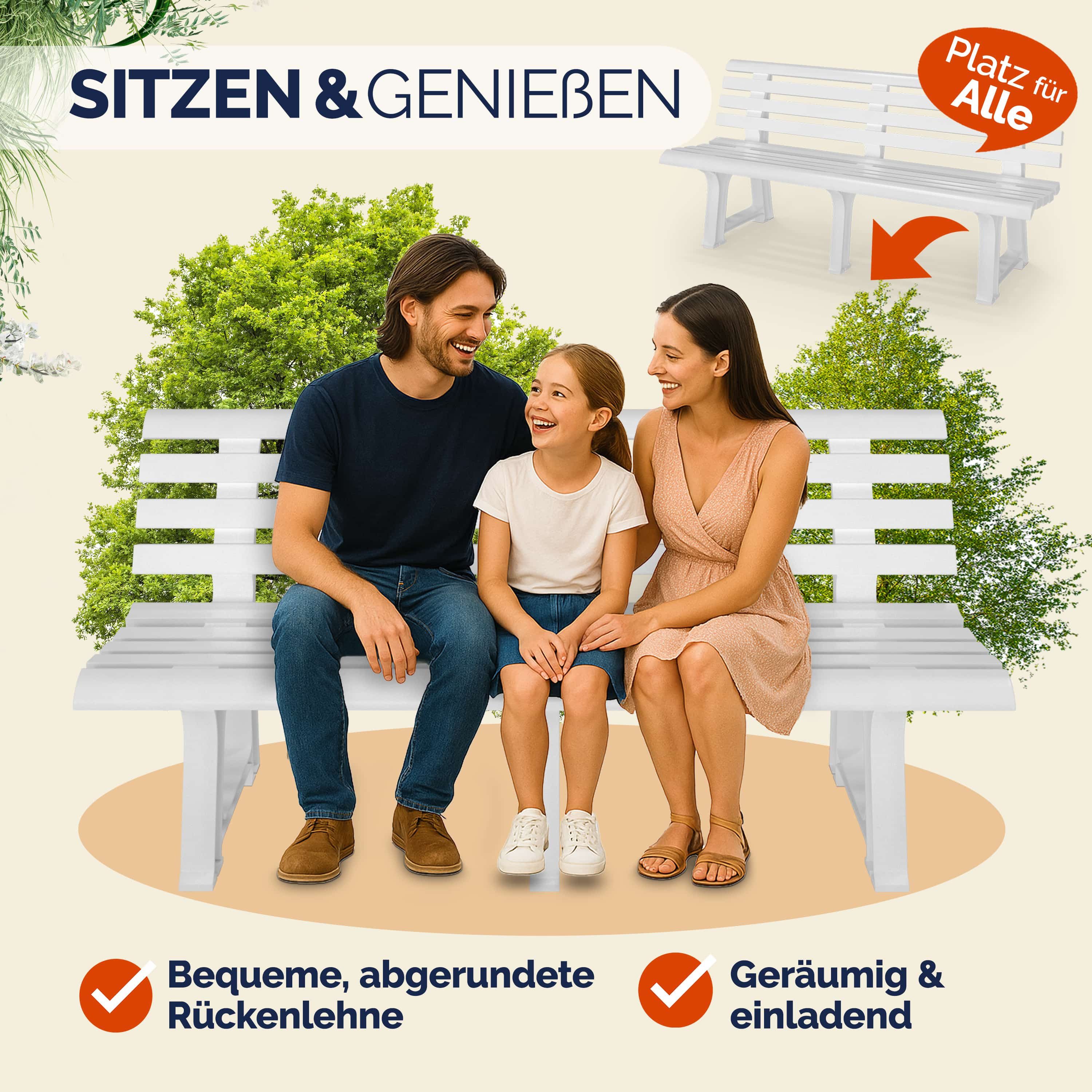 Casaria Gartenbank Orchidea, Sitzbank Wetterfest Kunststoff 240kg Belastbar günstig online kaufen