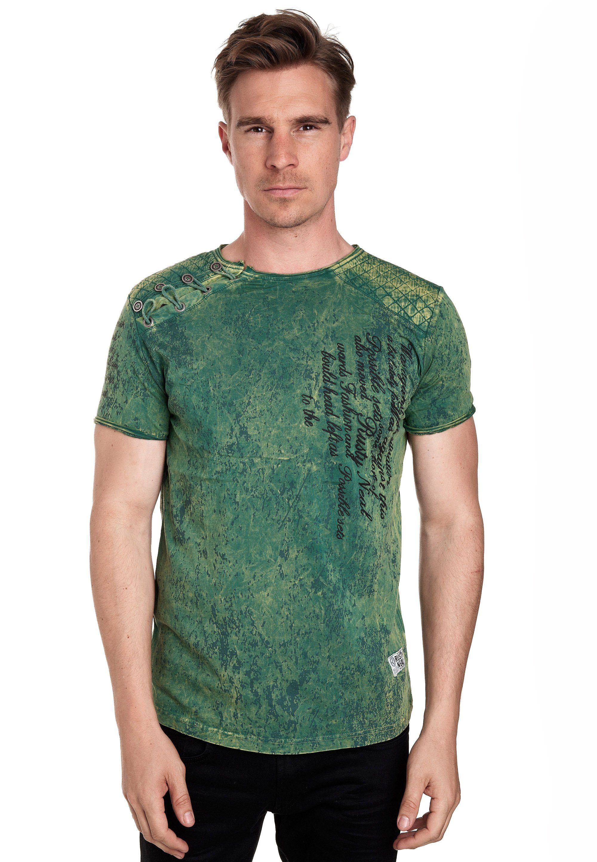 Vintage-Look im tollen Neal T-Shirt dunkelgrün Rusty