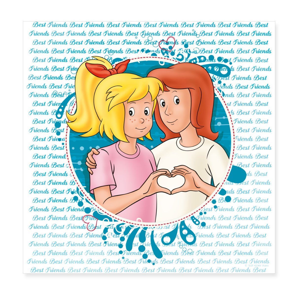 Spreadshirt Poster Bibi und Tina Freundschaft Herzgeste Poster 20x20 cm