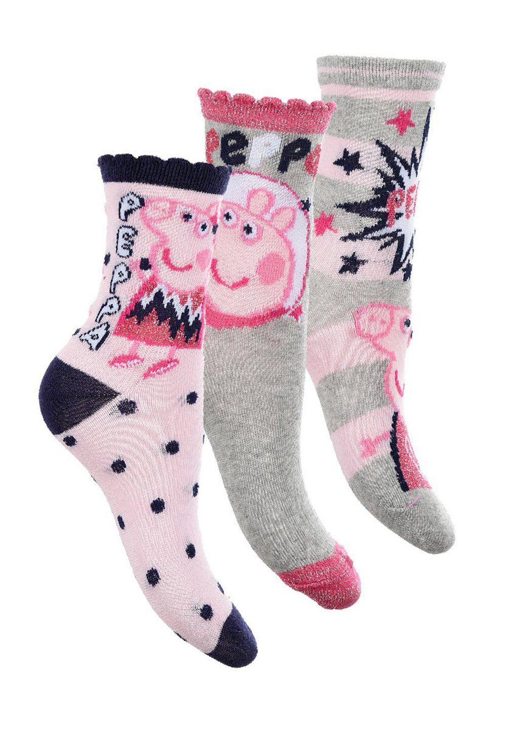 Kinder Strümpfe Socken Paket Peppa (6-Paar) Wutz Pig Peppa Mädchen Socken