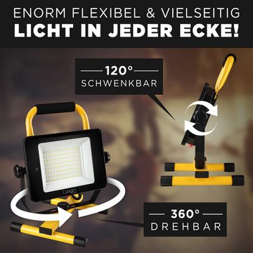 Luxari Baustrahler Luxari LED Baustrahler [60W & 5400LM] - Dimmbare Baulampe IP65, LED fest integriert, Tageslichtweiß