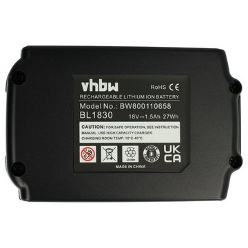 vhbw Ersatz für Makita BL1840B, BL1845, BL1850, BL1850B, BL1860, BL1860B, Akku 1500 mAh