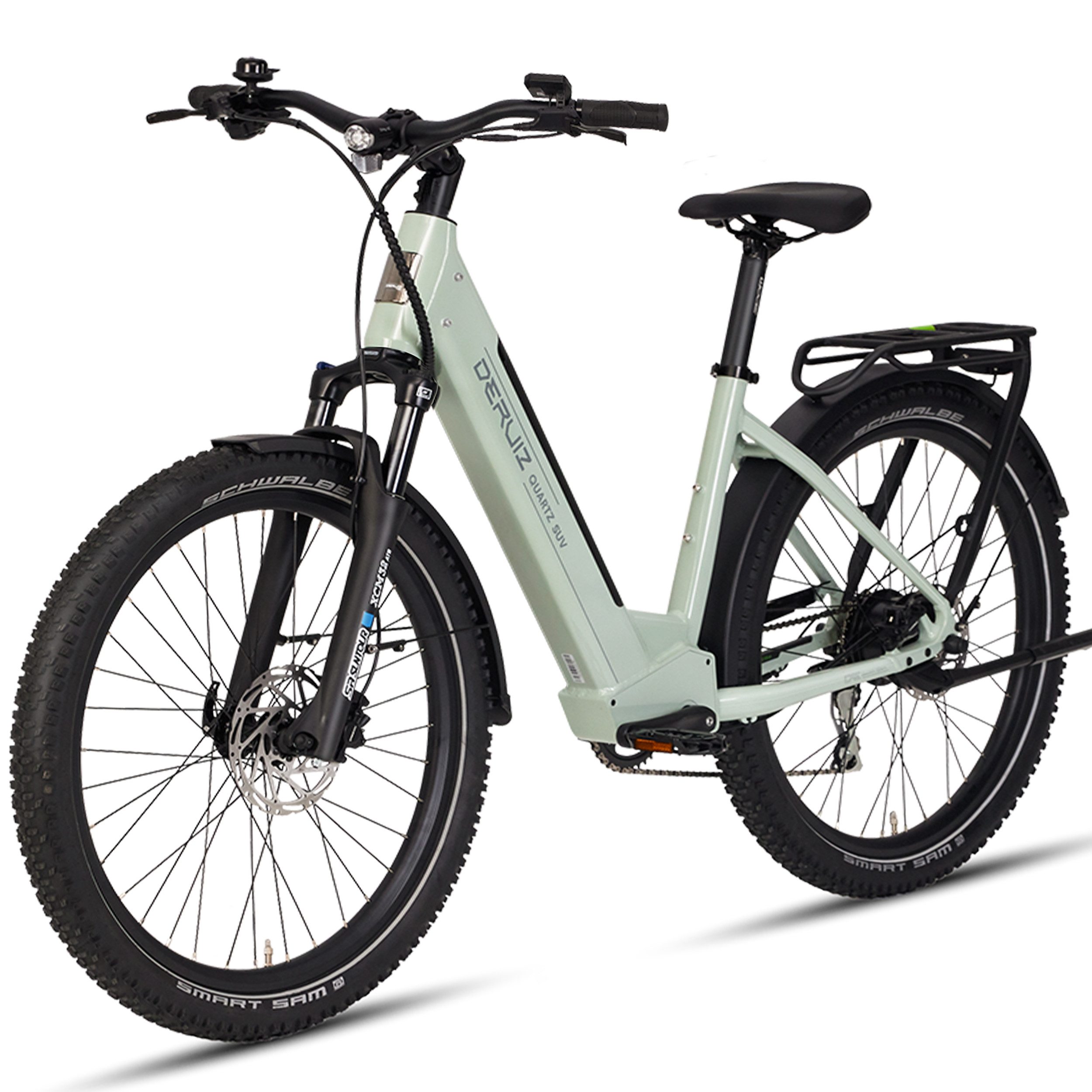 DERUIZ E-Bike Trekkingrad 28 Zoll, 160 km, Drehmoment- und Kadenzsensor, mit Bluetooth und APP, 8 Gang SHIMANO Acera RD-M360 SGS Schaltwerk, Kettenschaltung, Hinterradmotor, 644 Wh, SUV, Cityrad, LCD-Farbdisplay, Elektrofahrrad für Damen und Herren