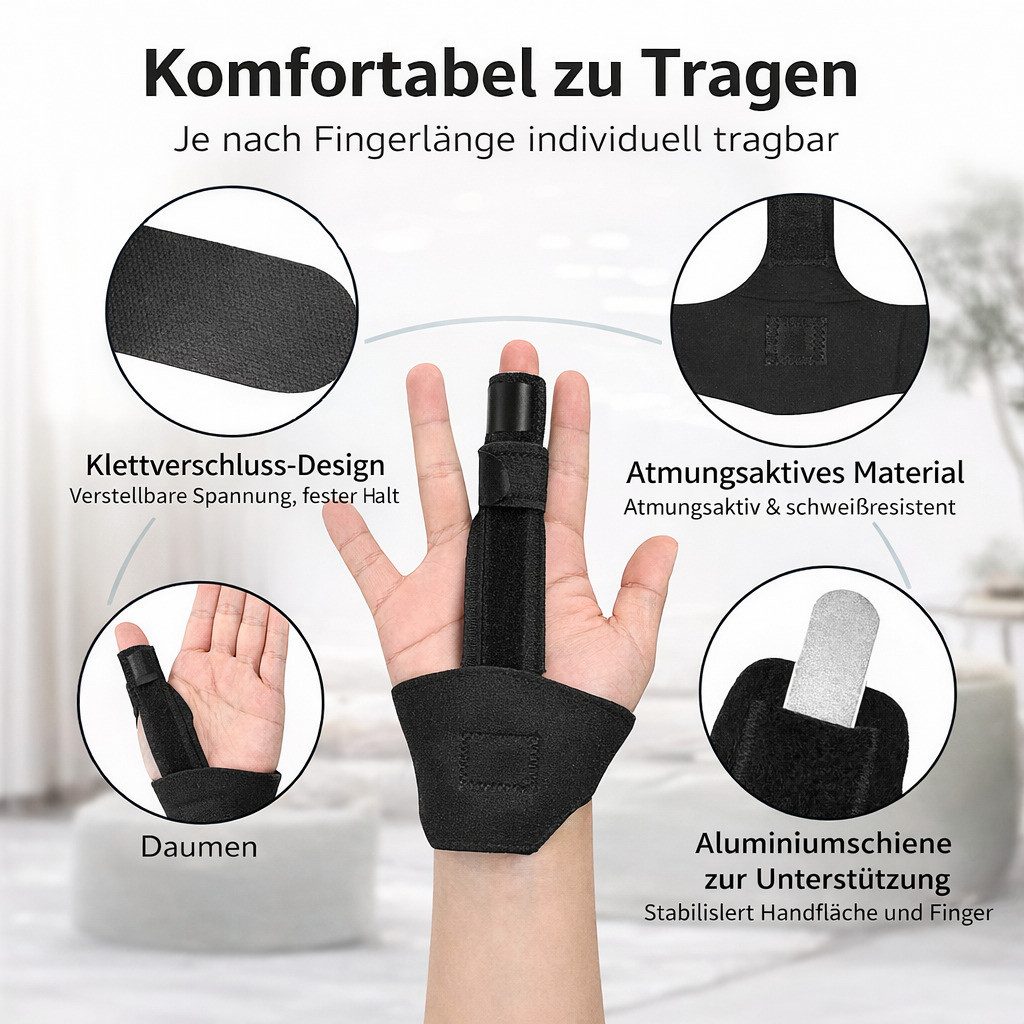 COOL-i ® Handbandage Fingerschiene mit Aluminiumstütze, verstellbare Fingerbandage, für Stabilisierung von Zeige-, Mittel- & Ringfinger