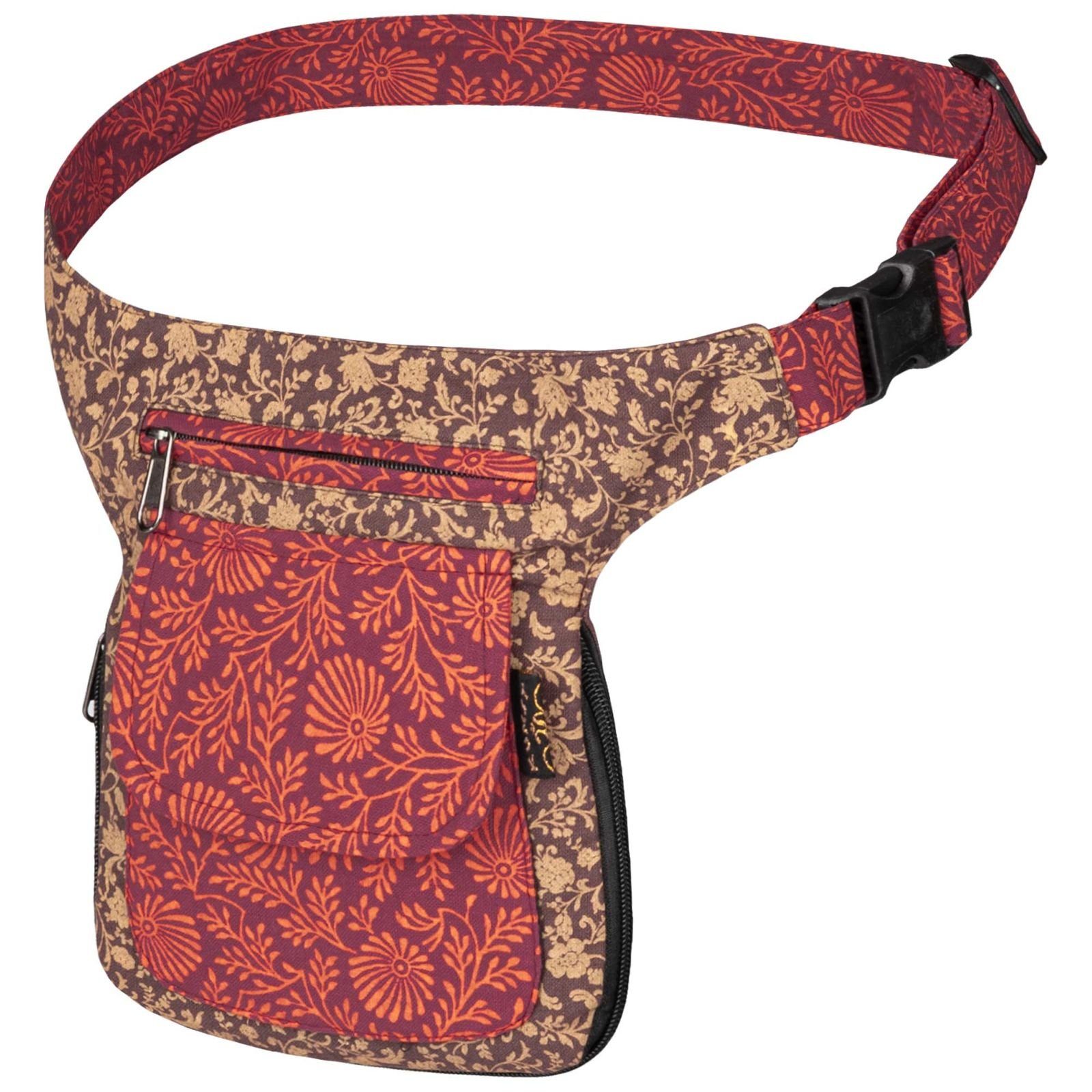 KUNST Bauchtasche Festival Gürteltasche Bauchtasche Bauchgurt UND MAGIE Gassi-Tasche Hüfttasche Braun/Rot