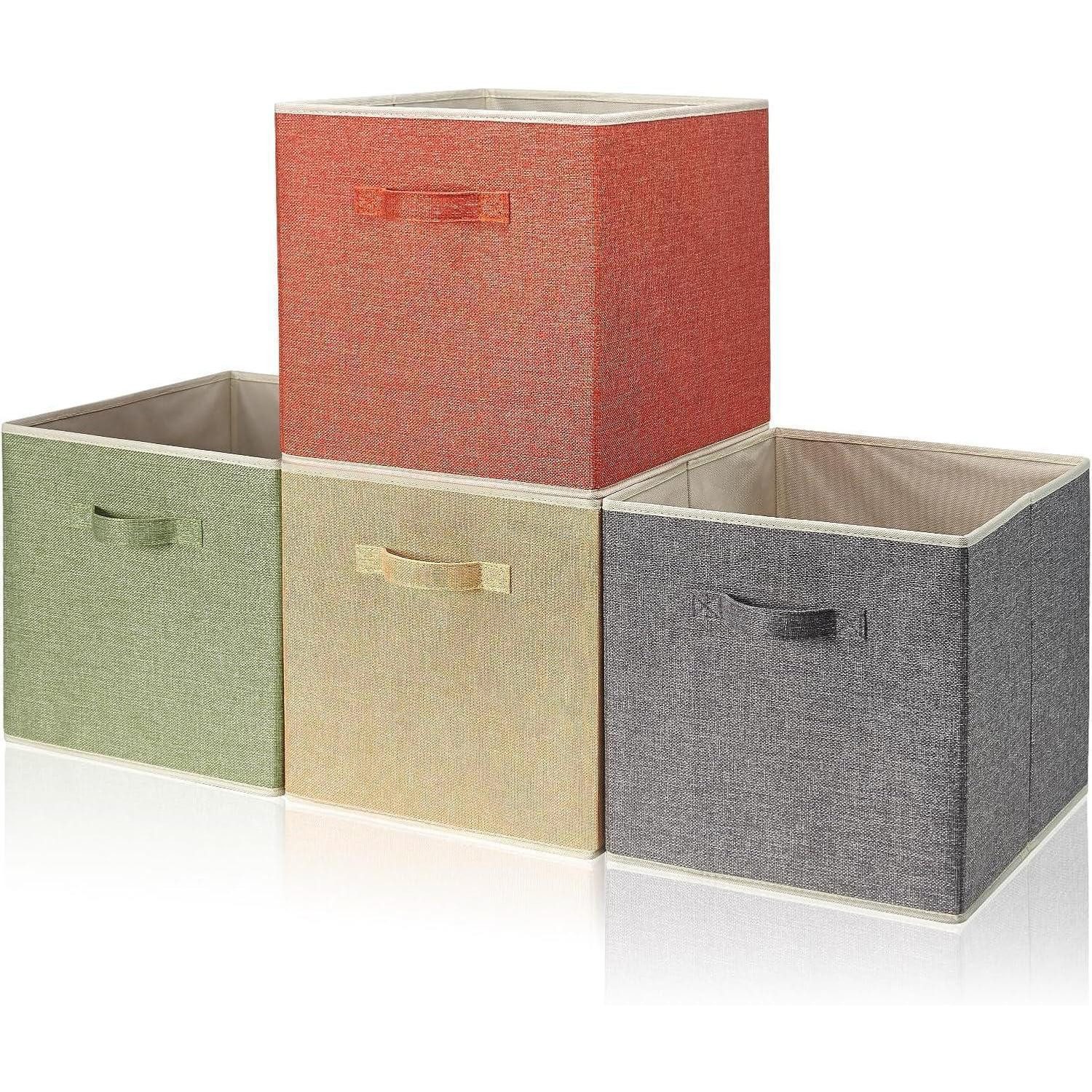 LuxusKollektion Faltbox Aufbewahrungsbox Stoff 4er Set 33x38x33 cm Faltbare Körbe Griffe