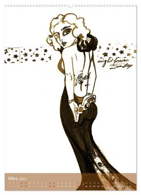 CALVENDO Wandkalender SEXY DOLLS - süße Pin-up Illustrationen, Zeichnungen, Grafiken und Malerei der Marke "Burlesque up your wall" von Sara Horwath (Premium, hochwertiger DIN A2 Wandkalender 2023, Kunstdruck in Hochglanz)