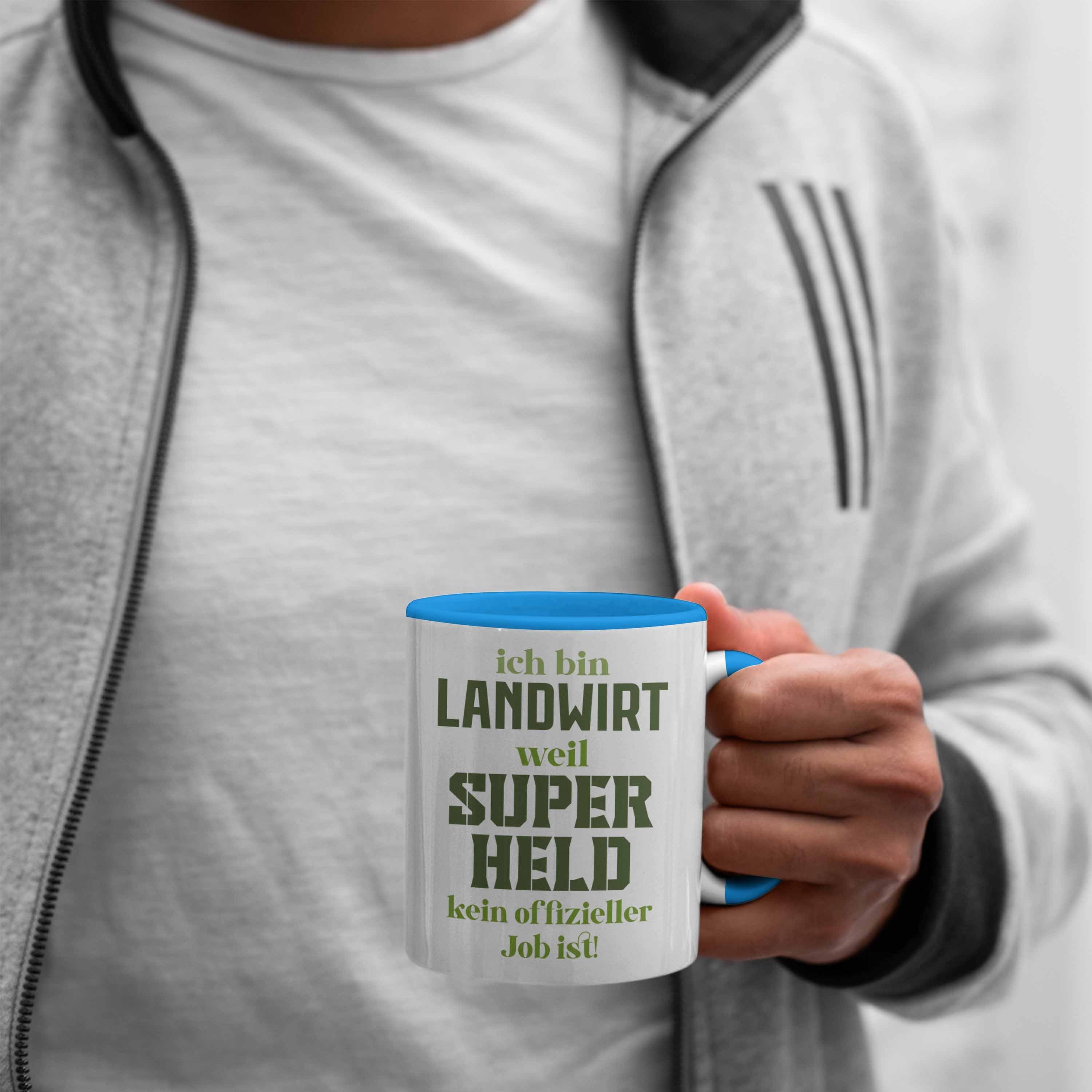 Trendation Tasse Trendation Landwirtschaft Männer Weiss für Geschenk Traktor Tasse Landwirt Superheld Geschenke Kaffeetasse - Spruch