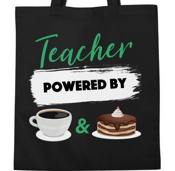 Shirtracer Umhängetasche Teacher powered by coffee & cake, Lehrer