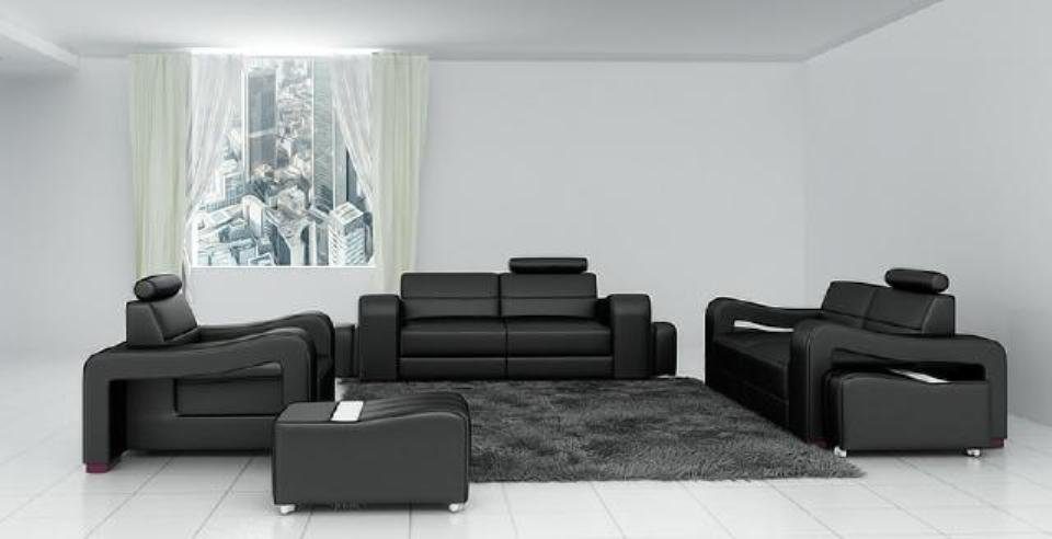 JVmoebel Polster Sofa 3+2+1 Sofagarnitur Garnitur Sitz Designer Couch Sofa Ledersofa Set