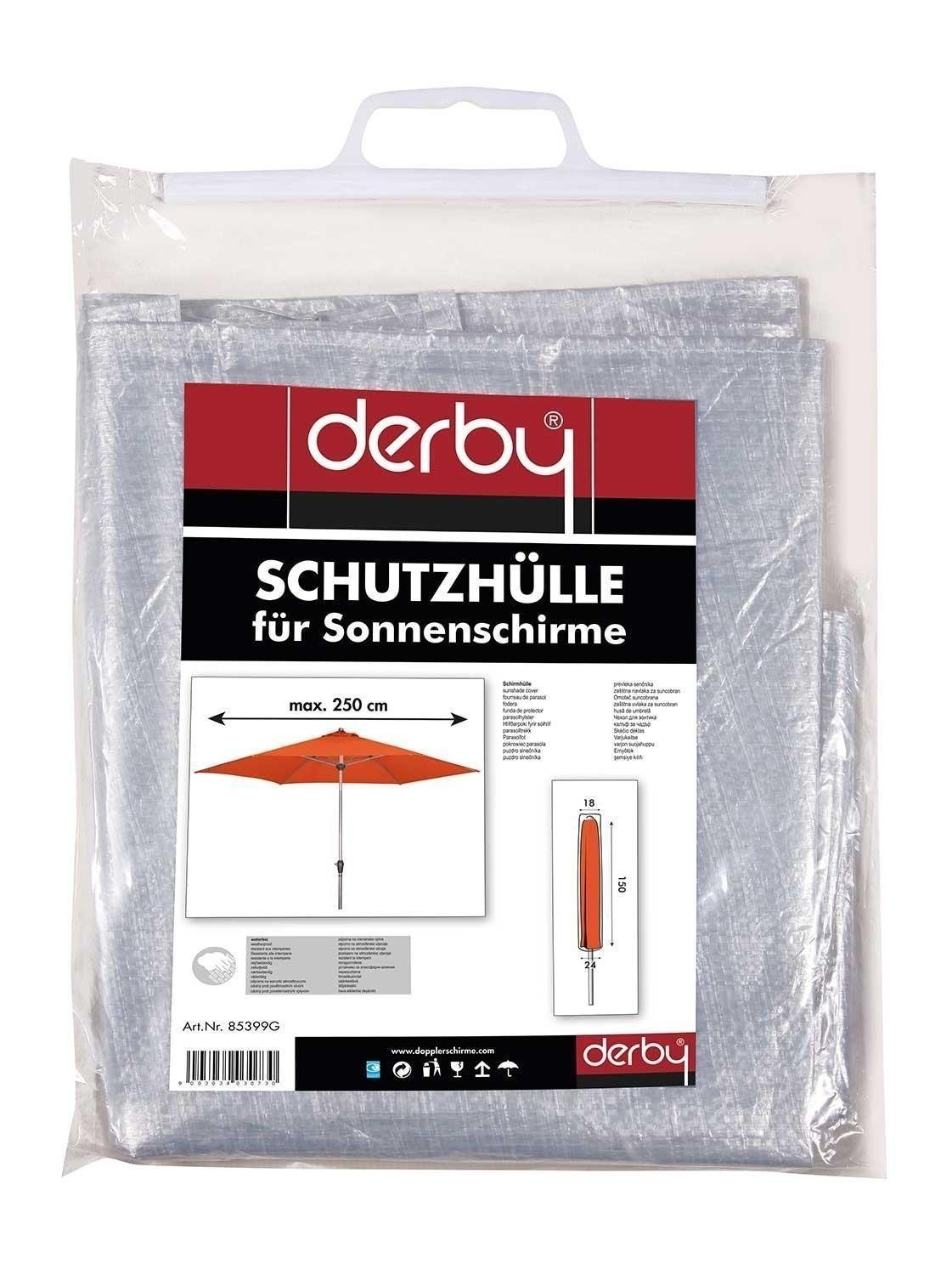 doppler® Sonnenschirm-Schutzhülle DERBY, für Sonnenschirme bis 250 cm, Grau, (1-St), Polyester, mit Bindekordel