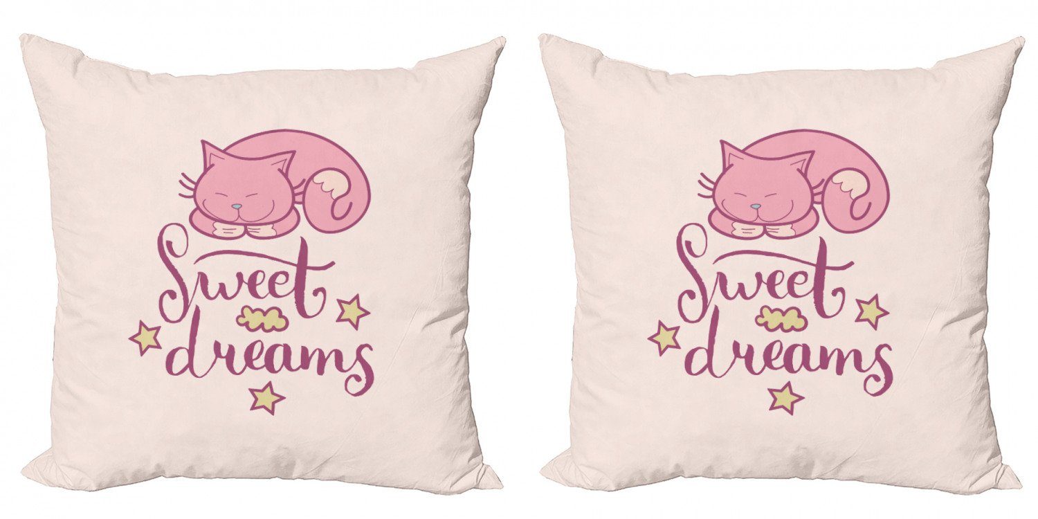 Kissenbezüge Modern Accent Doppelseitiger Digitaldruck, Abakuhaus (2 Stück), Süße Träume Cartoon-Katze Sterne
