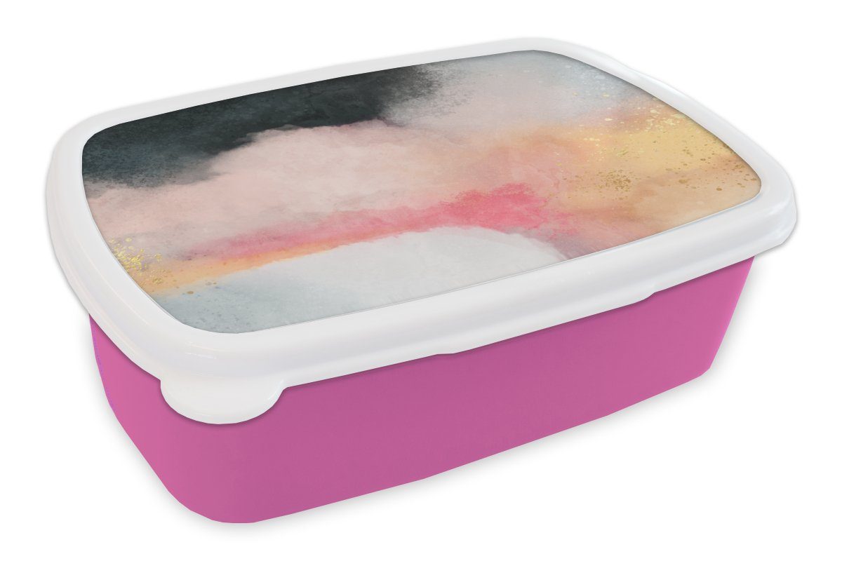 MuchoWow Lunchbox Malerei - Abstrakt - Design, Kunststoff, (2-tlg), Brotbox für Erwachsene, Brotdose Kinder, Snackbox, Mädchen, Kunststoff rosa
