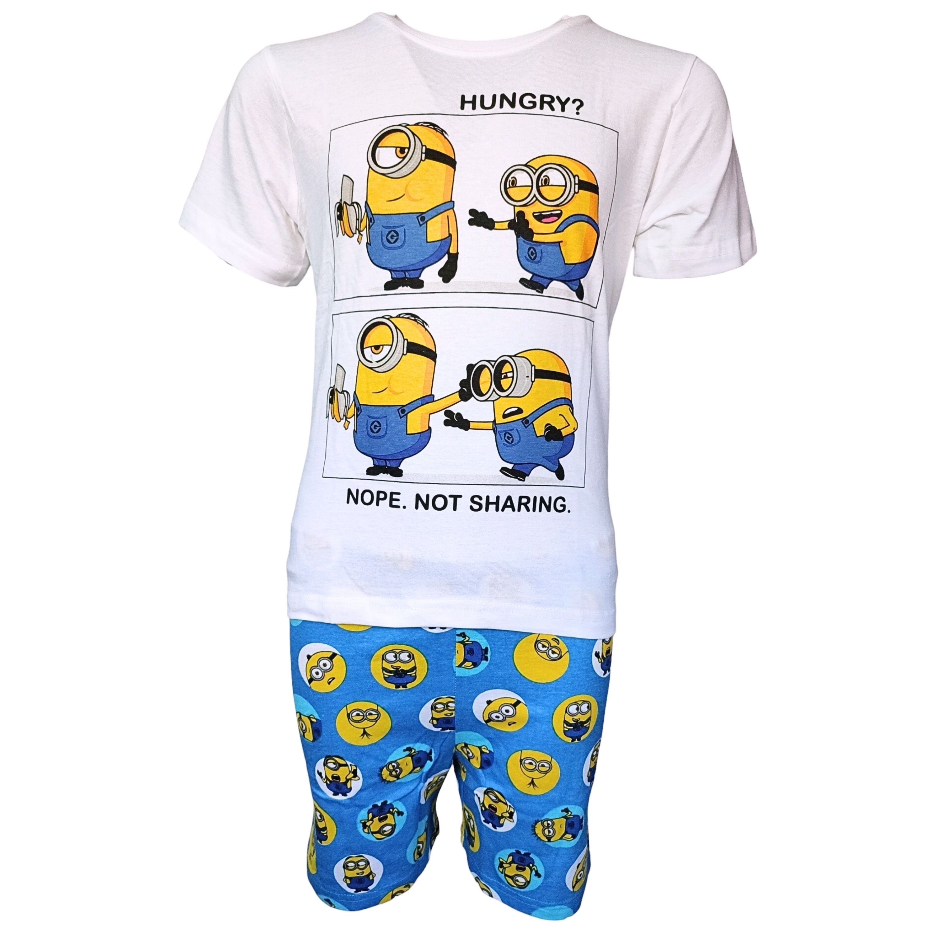 Minions Schlafanzug (2 tlg) Jungen Pyjama Set kurz - Kinder Shorty Gr. 104-134 cm Blau