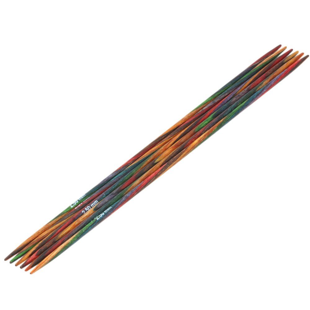 Stecknadeln Strumpfstricknadel DESIGN-HOLZ Multicolor Länge 15cm/20 cm, LANA GROSSA, Socken stricken, (Nadelspiel in verschiedenen Stärken)