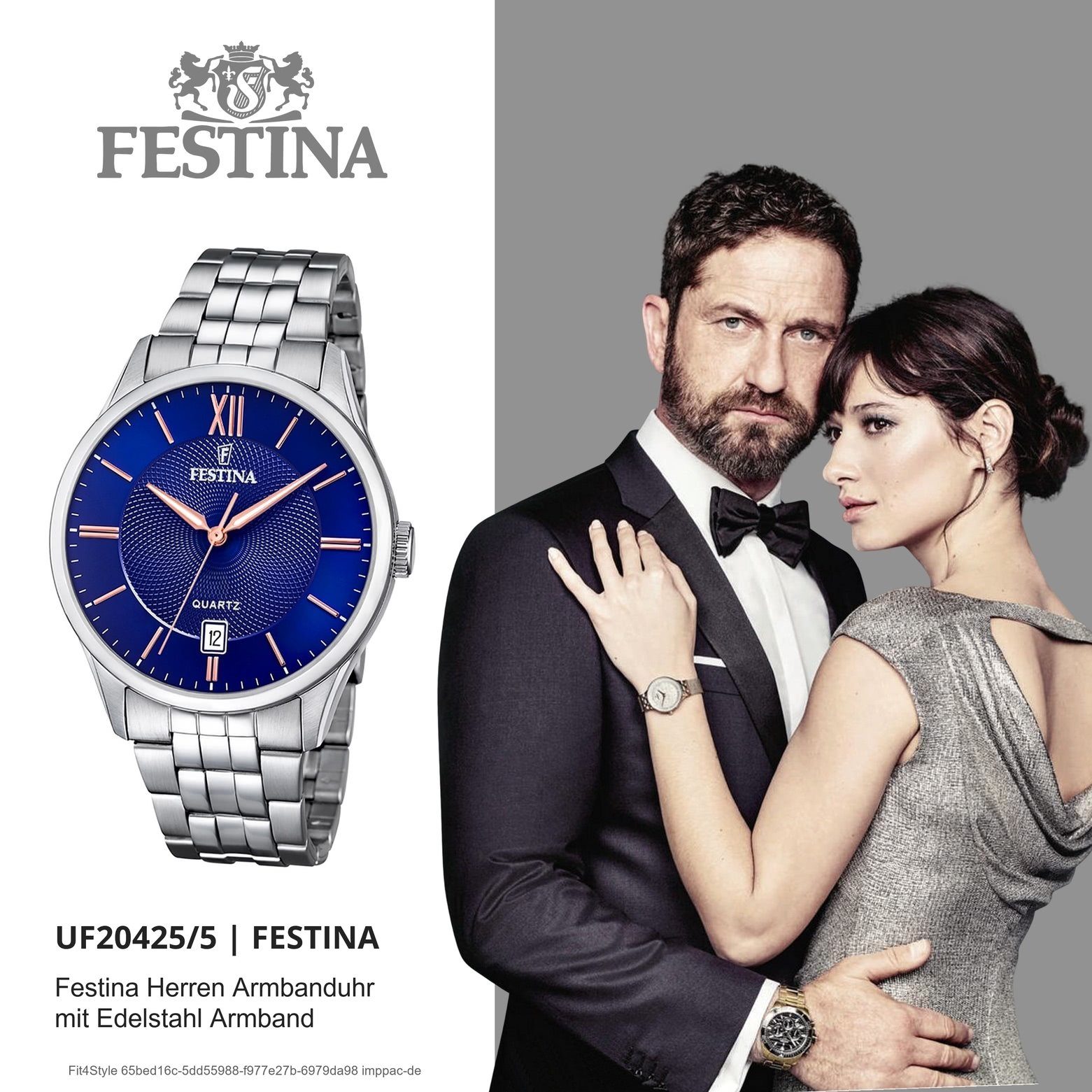 Uhr Herren Edelstahlarmband Edelstahl, F20425/5 Festina rund, Festina Armbanduhr Quarzuhr silber Herren