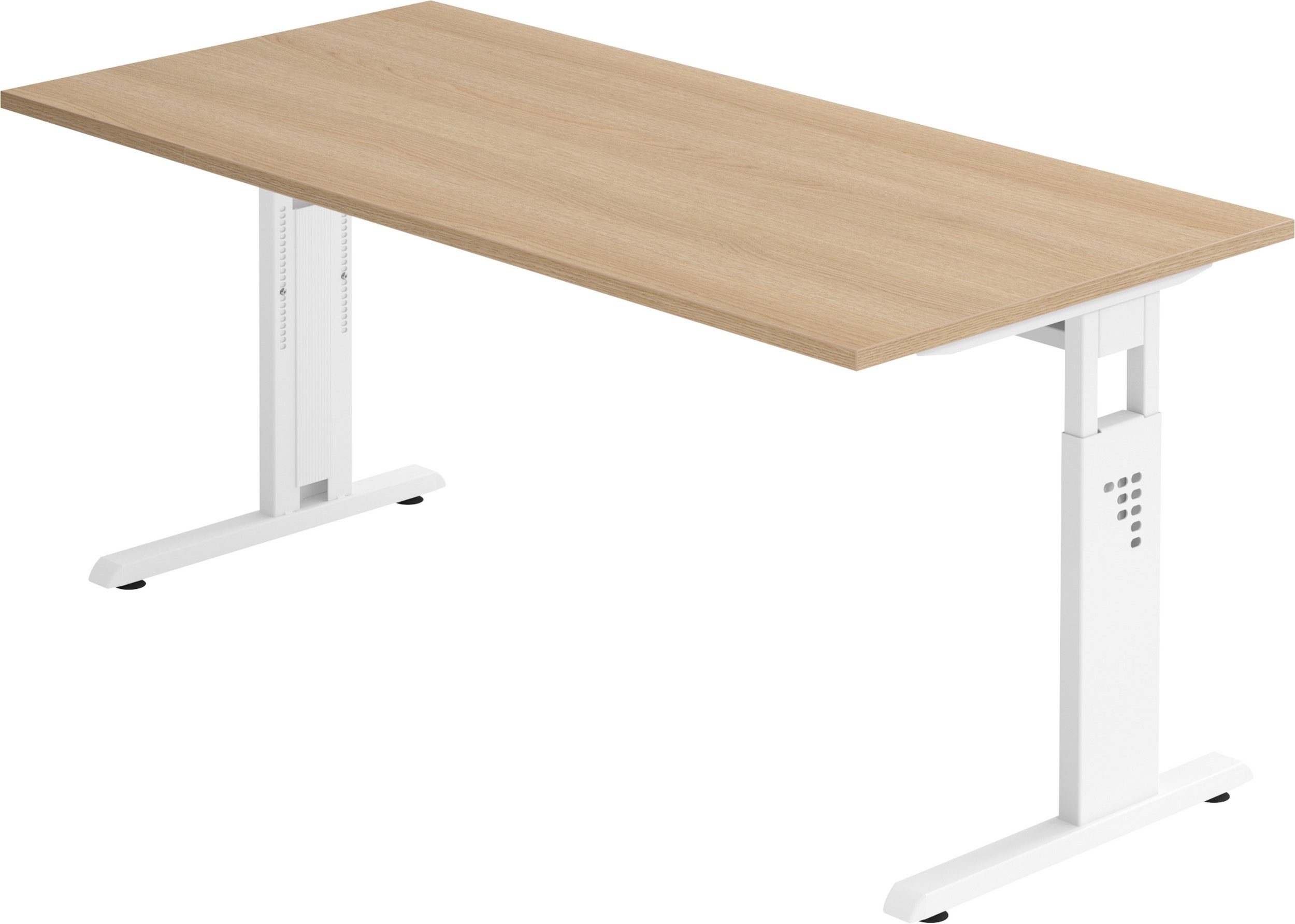 bümö Schreibtisch Schreibtisch Serie-O, Rechteck: 160 x 80 cm - Dekor: Eiche - Gestell: Weiß | Schreibtische