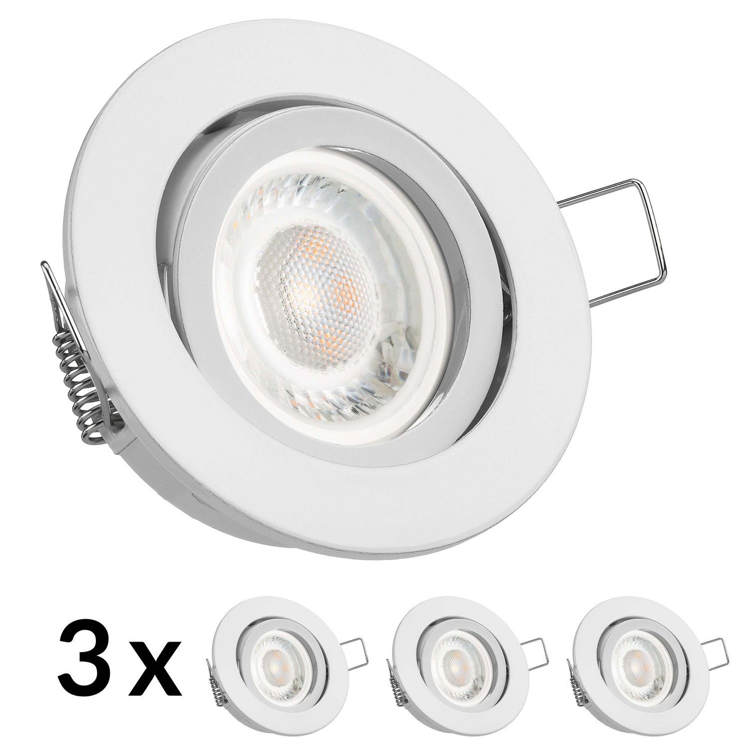 weiß extra Set Leuchtmittel LED 3er mit Einbaustrahler 5W LED von LEDANDO in Einbaustrahler flach