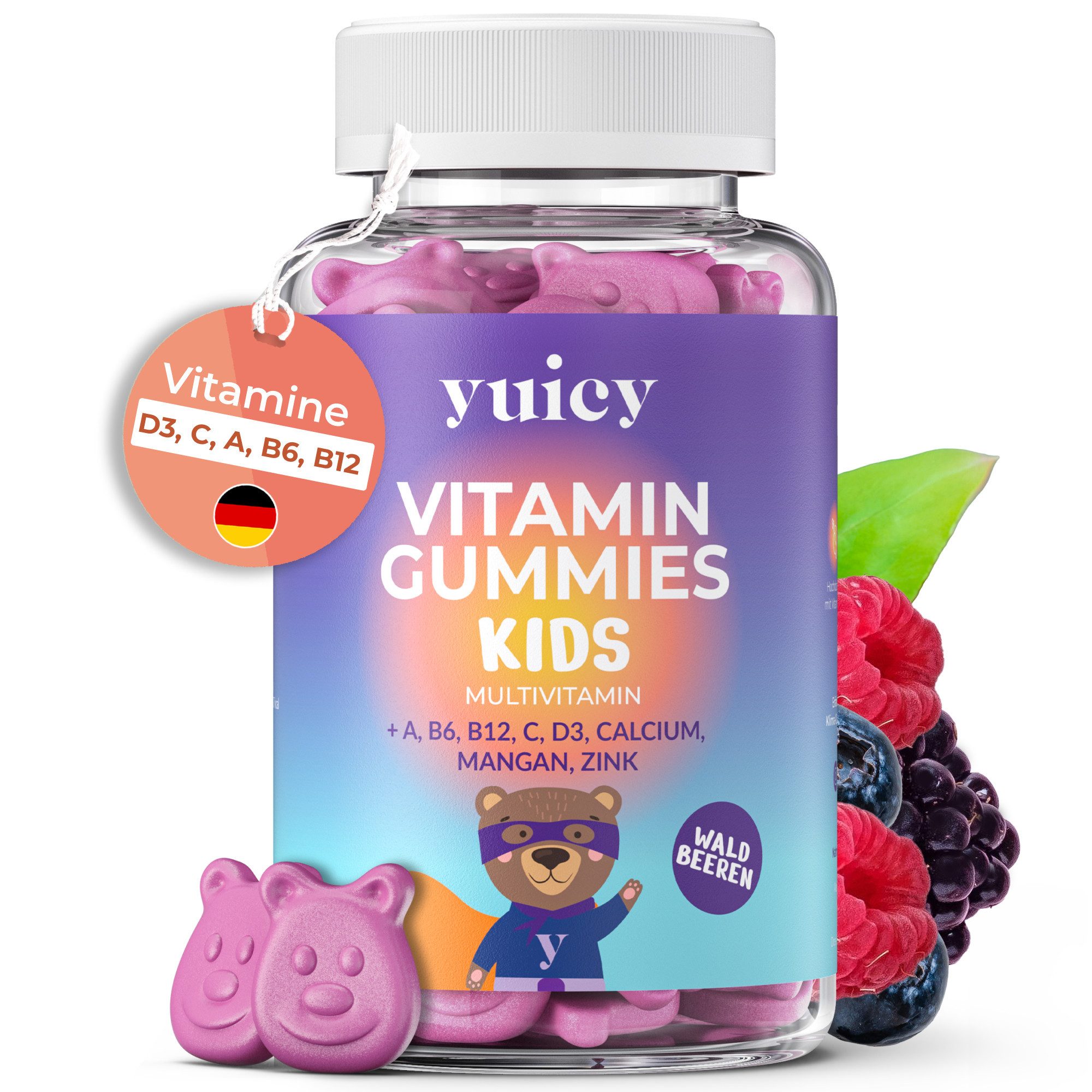 yuicy Kids Multivitamin Gummibärchen - Immunsystem Stärken Gummies, 60 St., 180 g