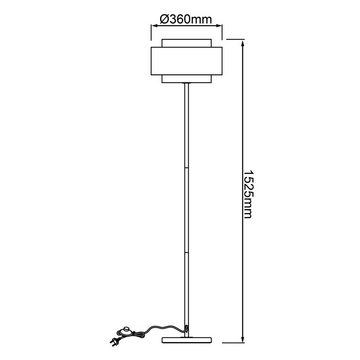 Lightbox Stehlampe, ohne Leuchtmittel, Stehlampe, 1,5 m Höhe, Ø 36 cm, E27, max. 42 W, Metall/Textil/Papier