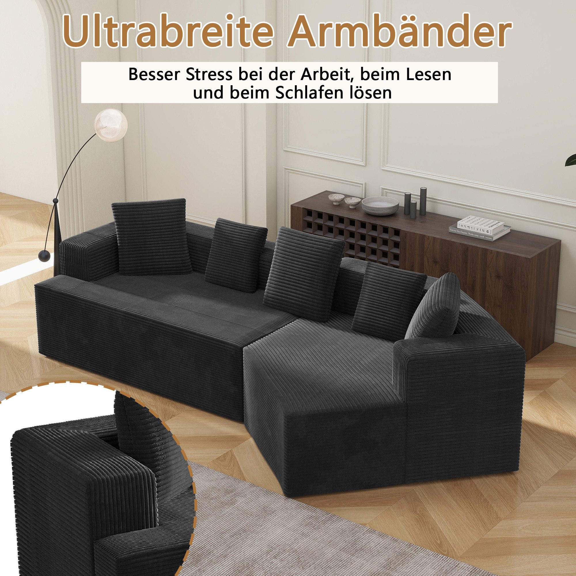 REDOM Sofa Modulares Cloud-Kombinationssofa, Lampenplush-Stoff, Flexibel für Wohnzimmer & Schlafzimmer, Komfort und Anpassungsfähigkeit für kleine Räume, mit Relaxfunktion