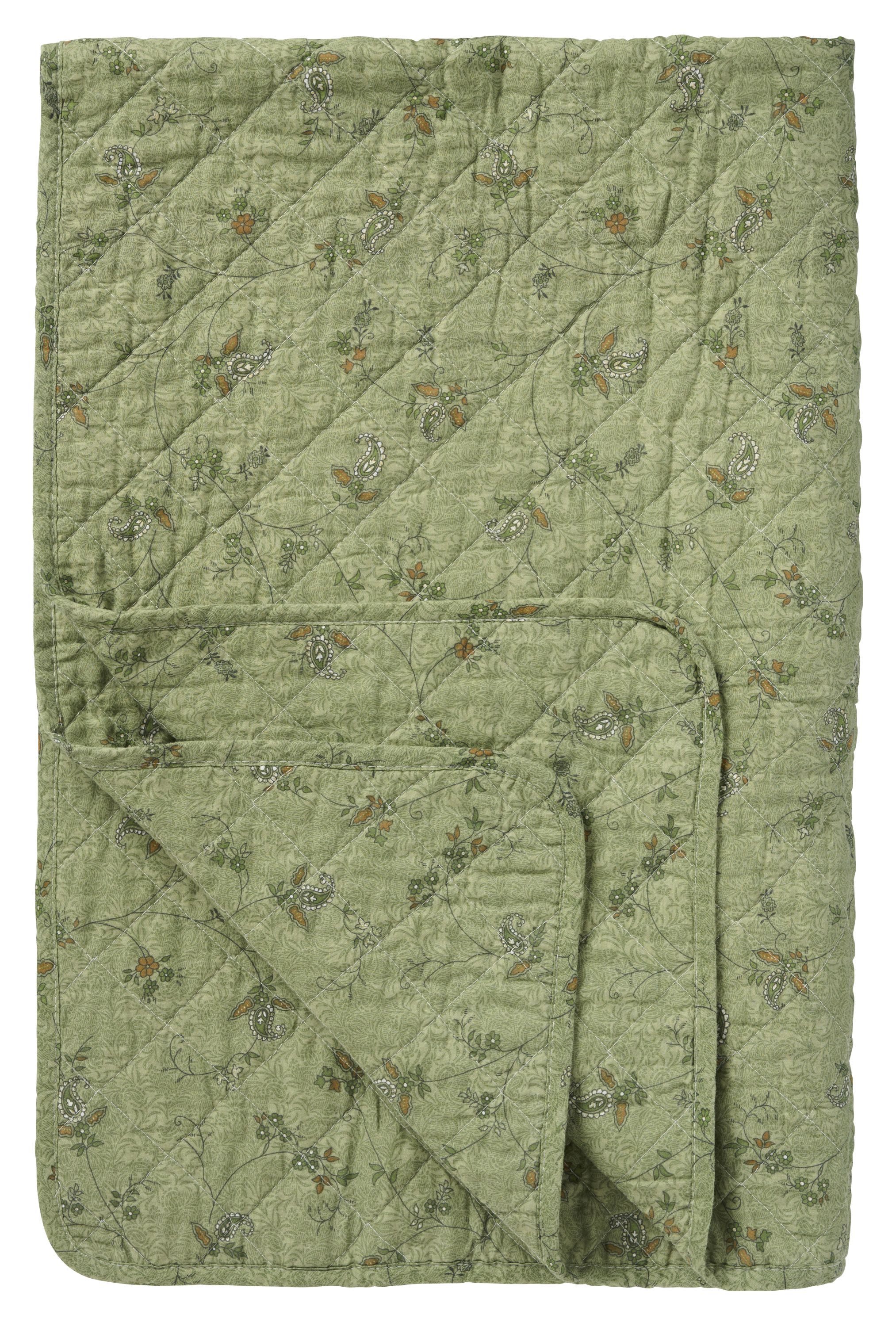 Ib Laursen Tagesdecke Ib Laursen - Decke Quilt Tagesdecke Überwurf 180x130cm Grün Blumen