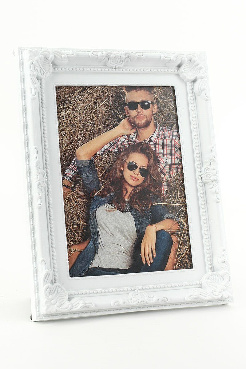 Levandeo® Bilderrahmen, Bilderrahmen für 1 Foto in weiß 13x18 - Barock Land günstig online kaufen
