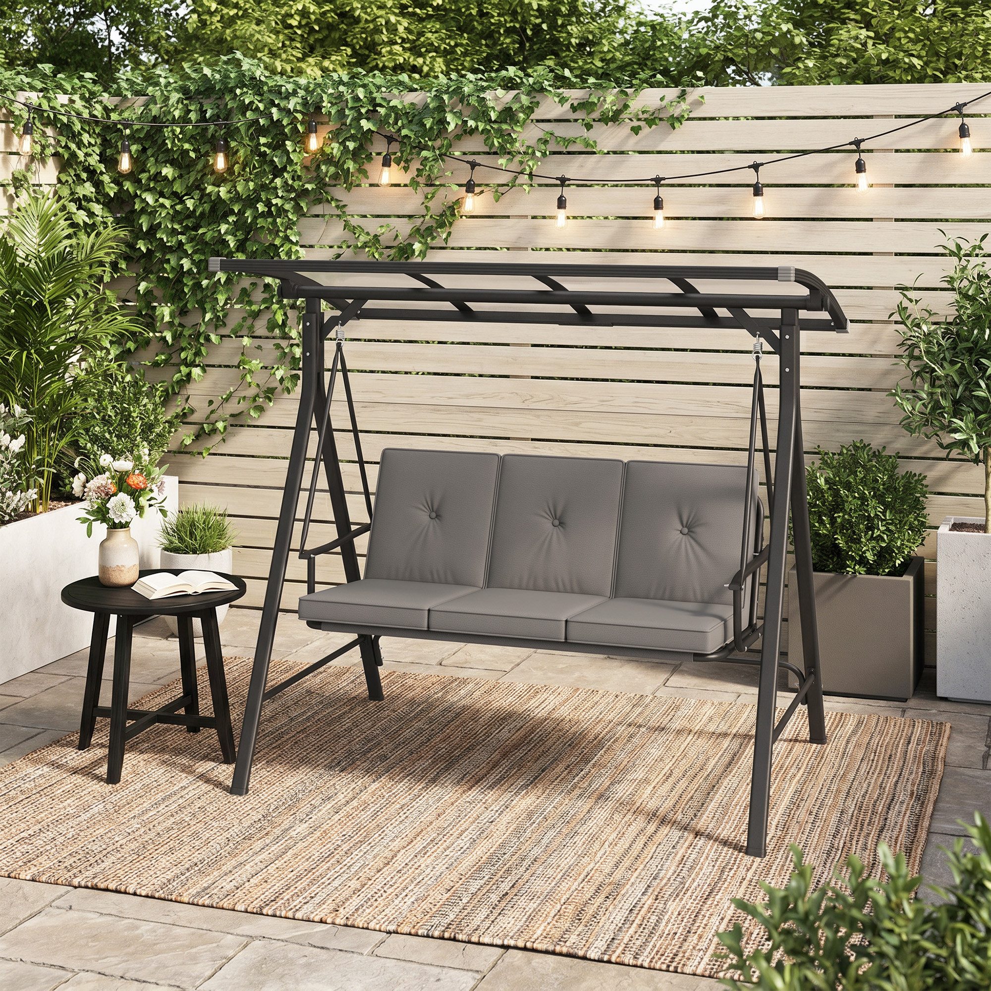 Bealife Hollywoodschaukel Gartenschaukel mit Liegefunktion, 3-Sitzer, outdoor, 3-Sitzer, Wetterfest