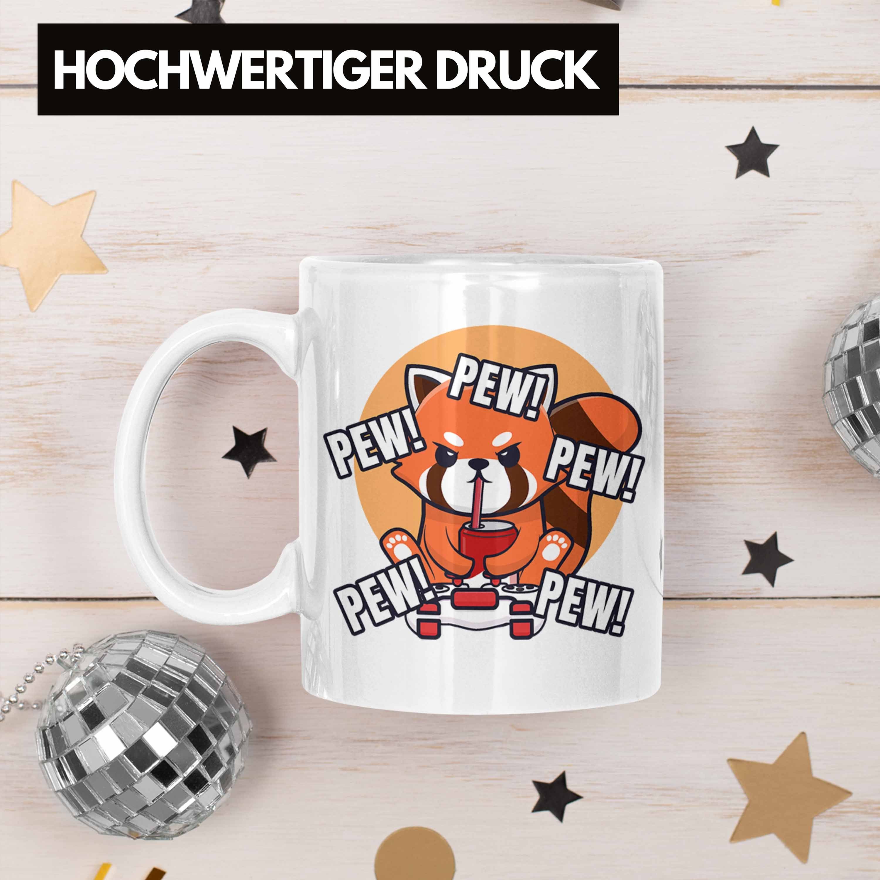 Tasse Grafik Tasse Gamer Mädchen Kinder Lustige - Pew Jungen Trendation für Trendation Geschenkidee Gaming Panda Jungs Weiss