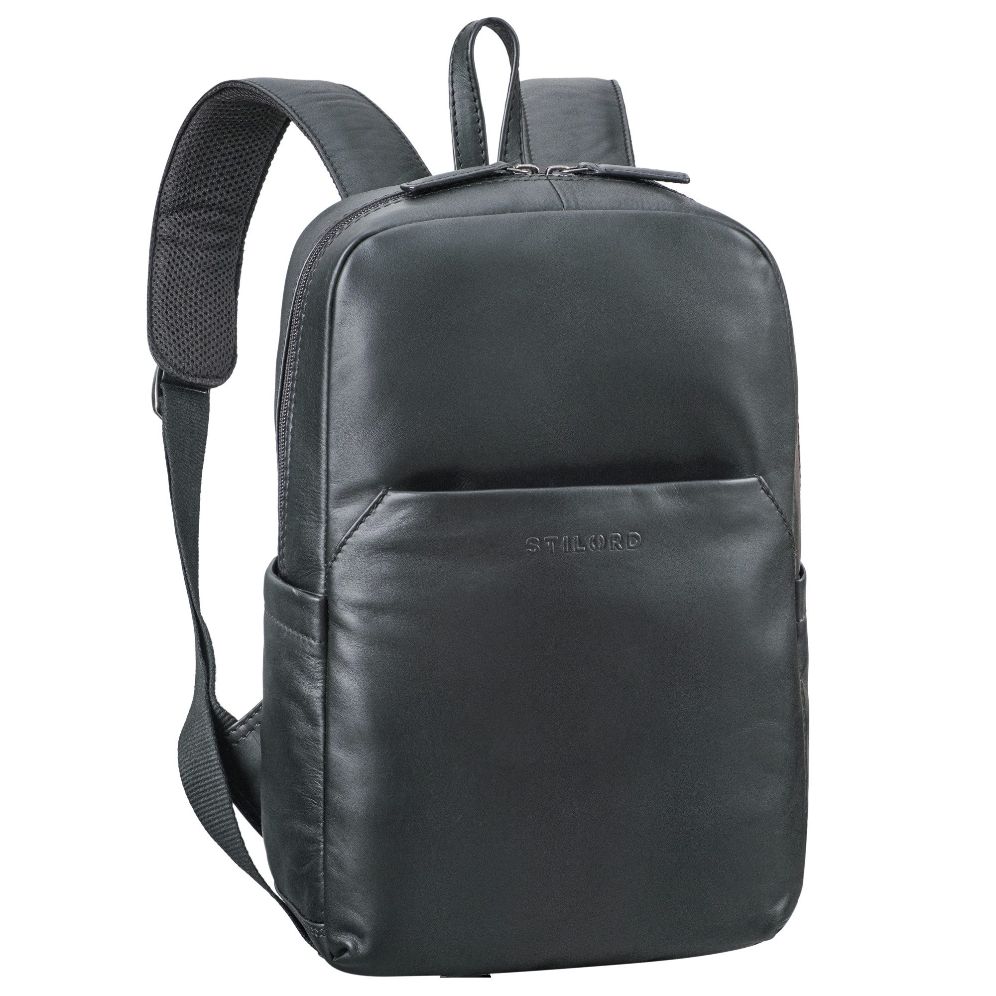 STILORD Cityrucksack "Kim" Kleiner Lederrucksack Damen Echtleder mit 12 Zoll Laptop-Fach