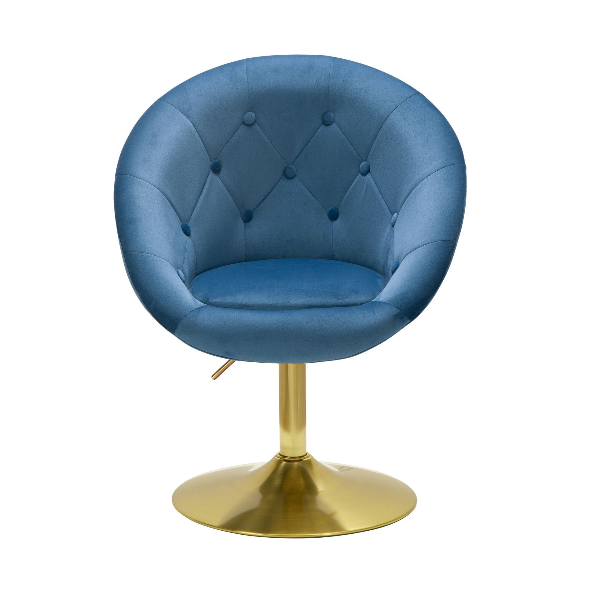 Blau Blau Blau | & Drehbar DESIGN Drehfunktion | Loungesessel mit Chesterfield-Chill-Sessel ADDA Armlehnen, 360° KADIMA Samtbezug,