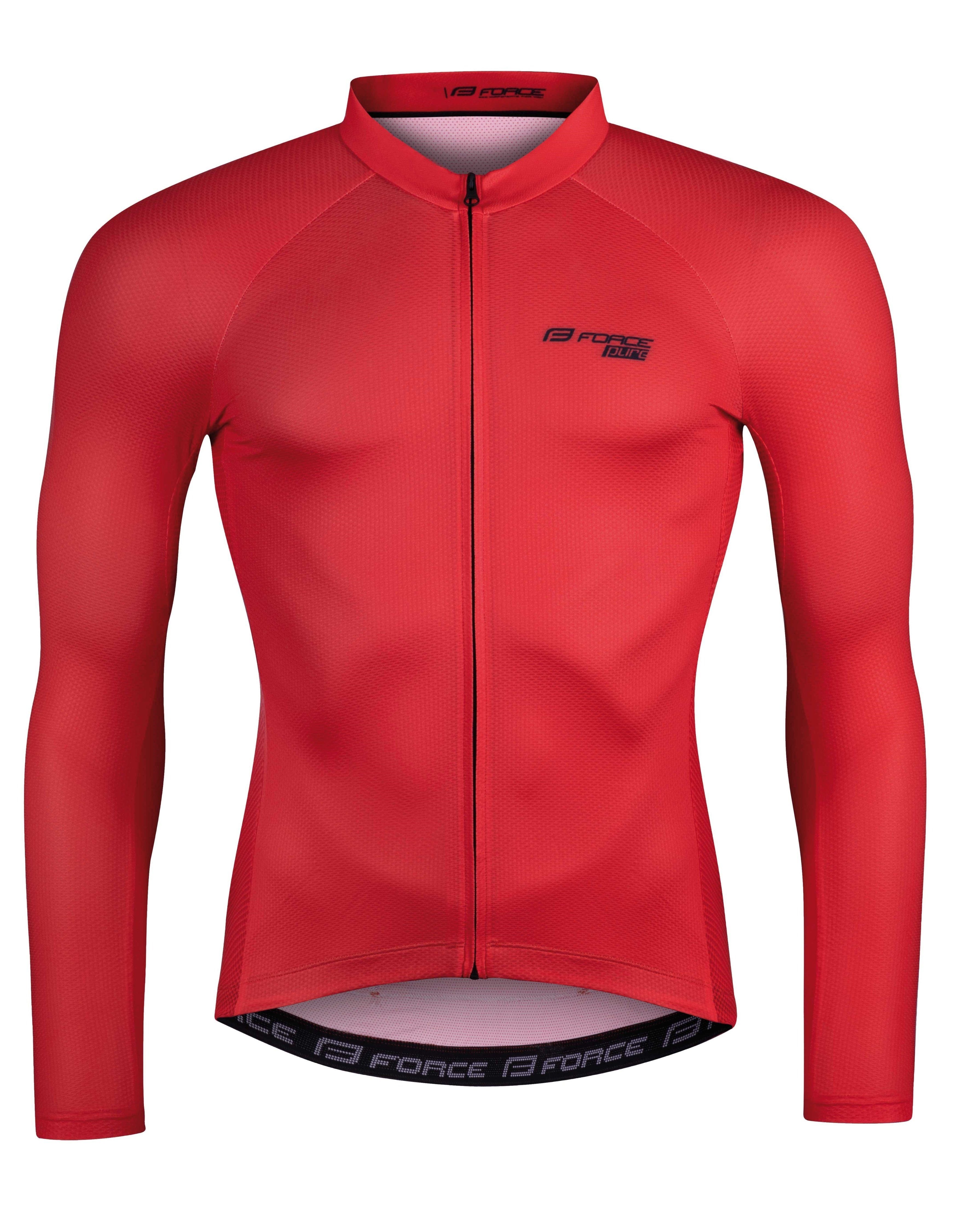 FORCE Radtrikot Jersey FORCE PURE Langarm Jacke ROT %%%