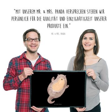 Fußmatte 50 x 75 cm Otter Umarmen - Schwarz - Geschenk, Otter Seeotter See Ott, Mr. & Mrs. Panda, Höhe: 0.3 mm, Charakteristische Designs
