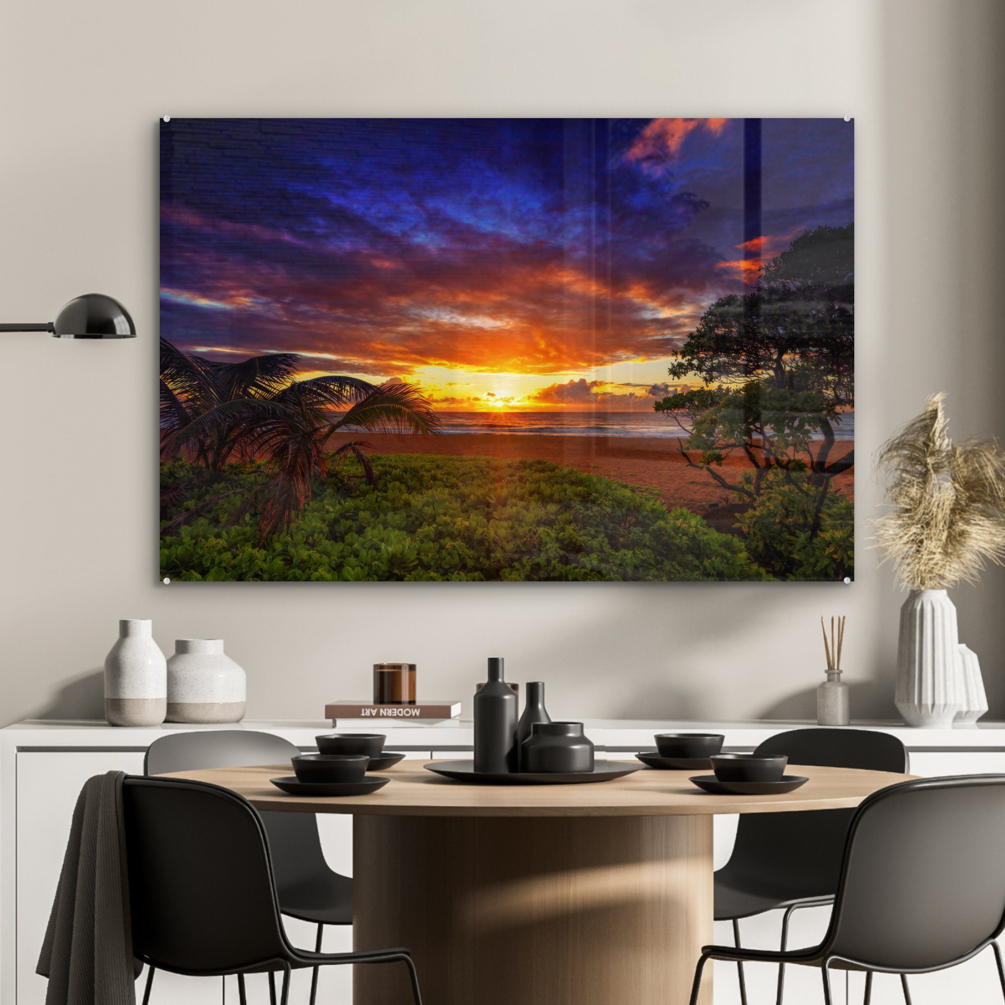 MuchoWow beeindruckender auf Acrylglasbilder & Wohnzimmer (1 Hawaii, Schlafzimmer Ein St), Acrylglasbild Sonnenuntergang