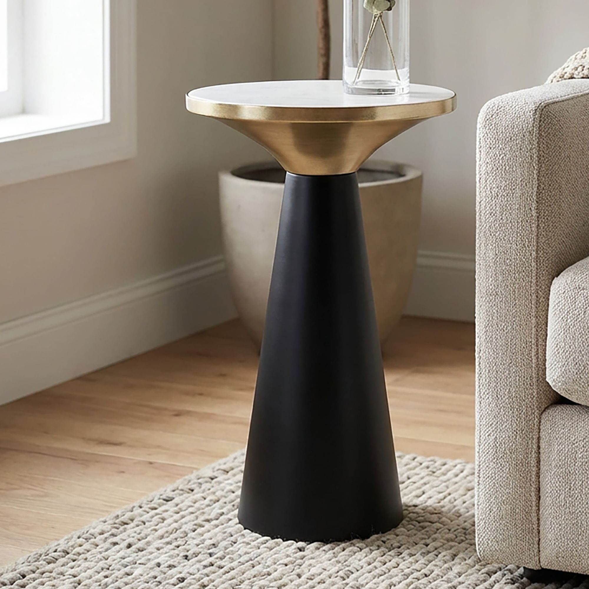 Wohnling Beistelltisch WL7.492 Beistelltisch Marmor Anstelltisch Wohnzimmertisch Dekotisch (Kompakter Tisch mit hochwertiger Verarbeitung), Eleganter Akzent für moderne Wohnräume