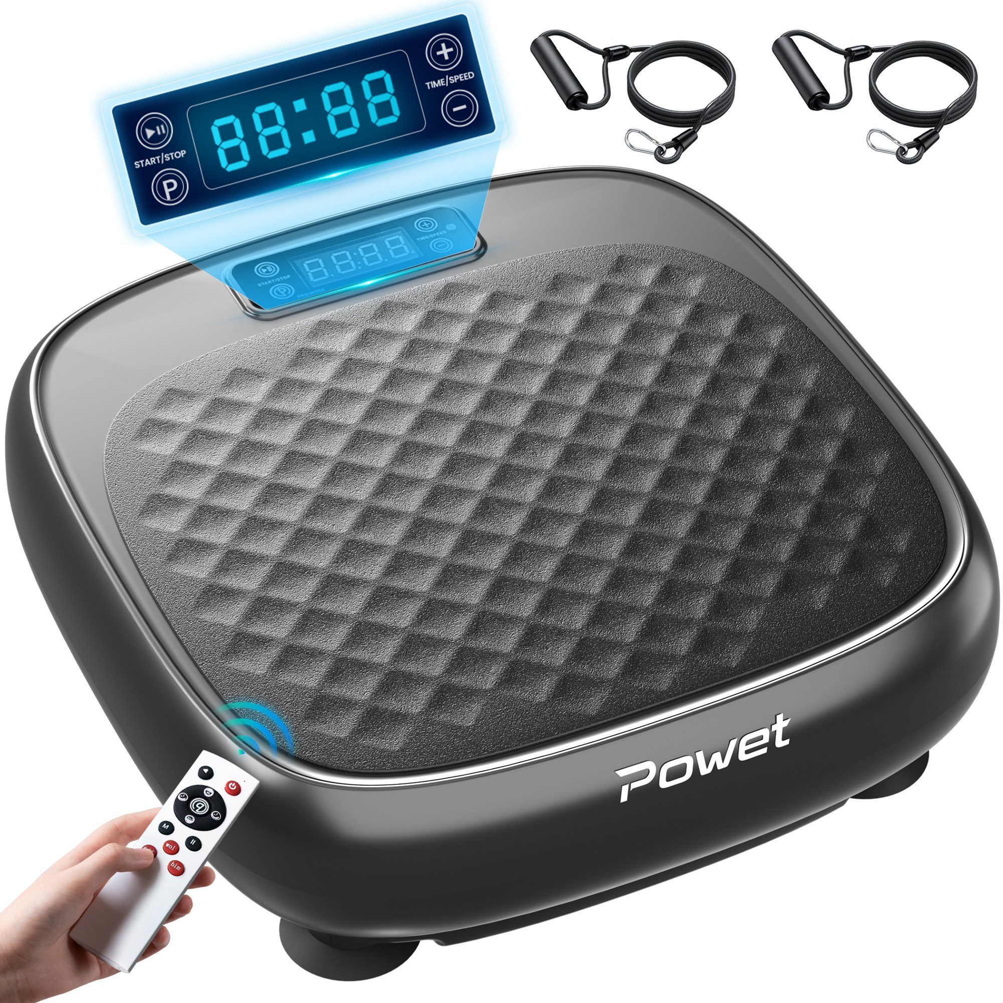 ChaCool Vibrationsplatte Profi Vibrationsboard mit Bluetooth Bis 120KG, mit Trainingsbandern, Ultra leisem Motor, Fernbedienung