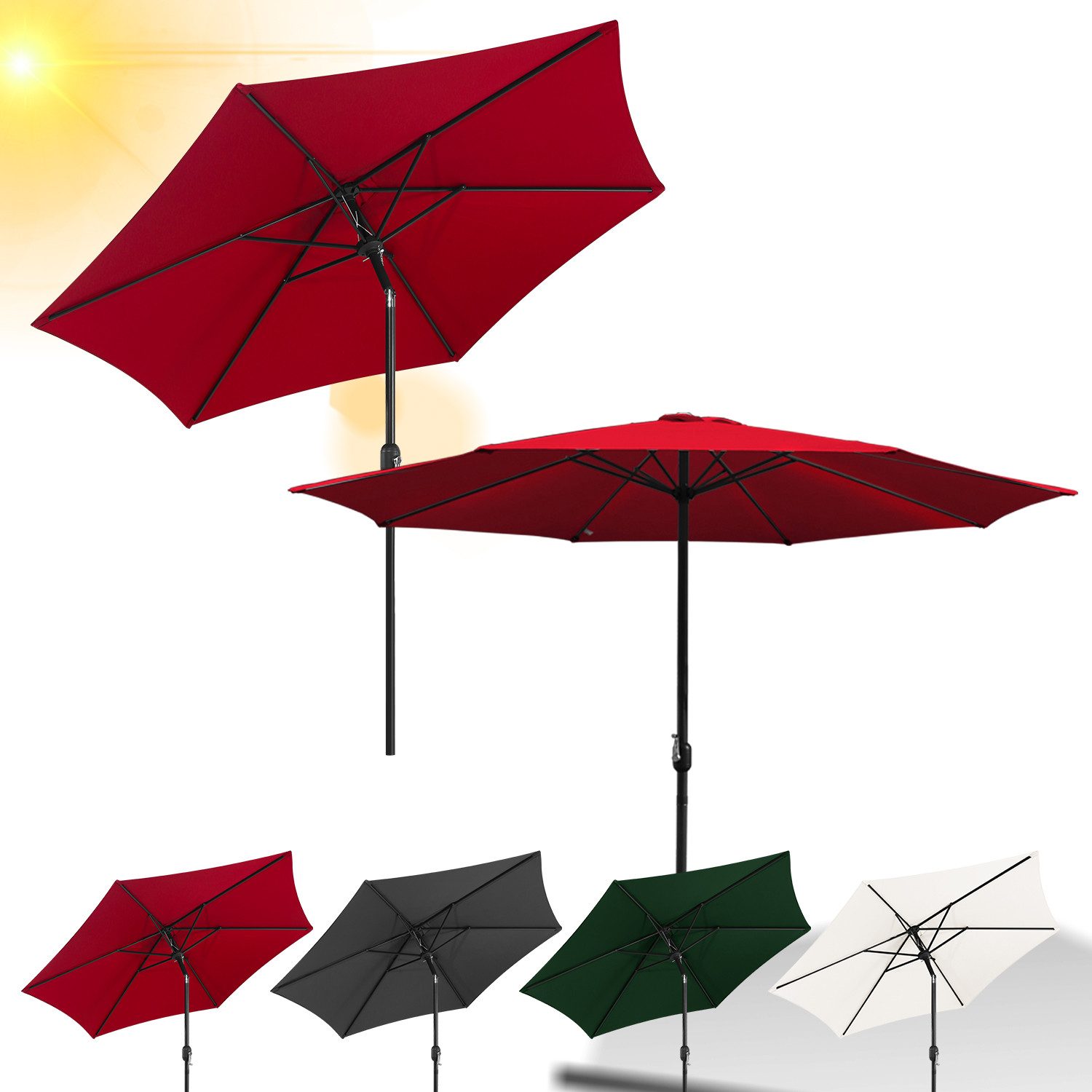 Clanmacy Sonnenschirm 3m/3.5m Sonnenschirm Handkurbel Gartenschirm günstig online kaufen
