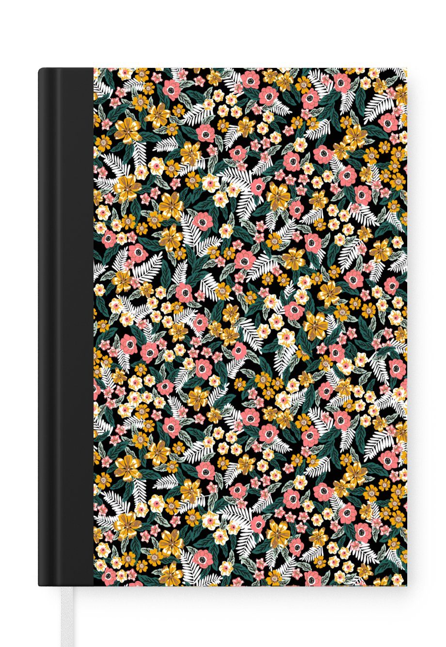 MuchoWow Notizbuch Blumen - Regenbogen - Muster, Journal, Merkzettel, Tagebuch, Notizheft, A5, 98 Seiten, Haushaltsbuch