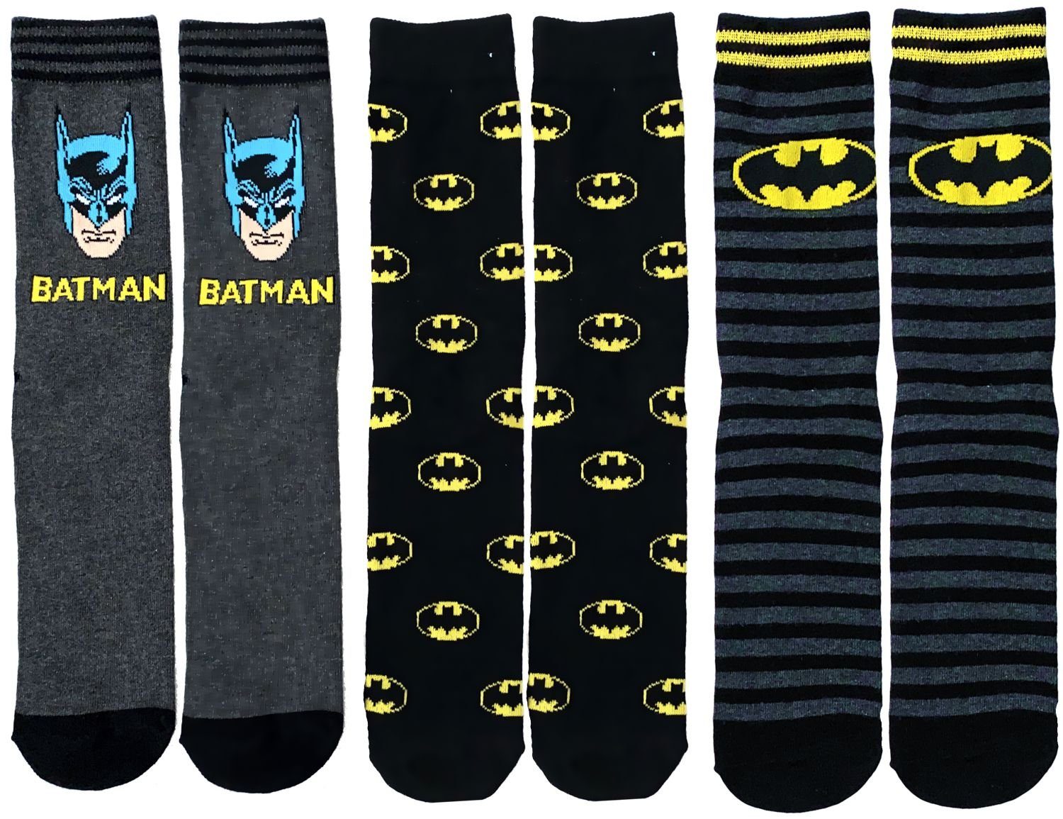 Batman Freizeitsocken Superman und Batman Socken Kinder + Jugendliche Strümpfe Kindersocken 3er Set Gr.35/37 38/40