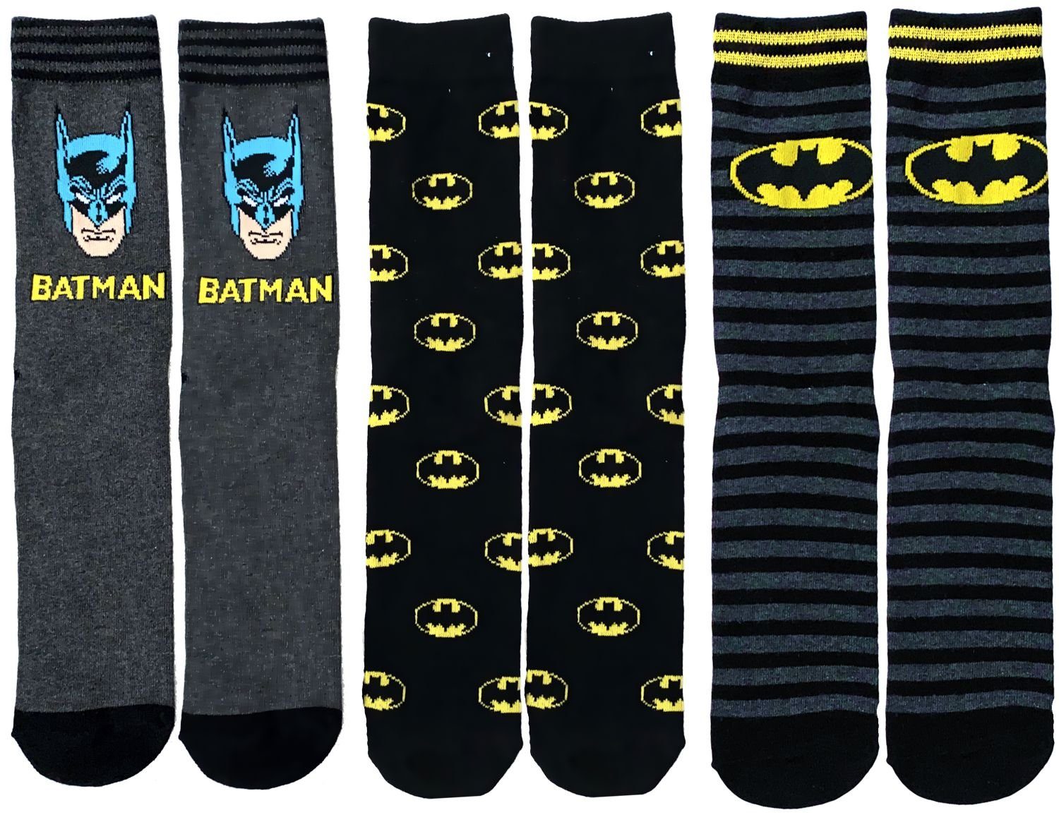 Superman Kindersocken + 38/40 und Batman Strümpfe Set Socken 3er Gr.35/37 Jugendliche Freizeitsocken Kinder Batman