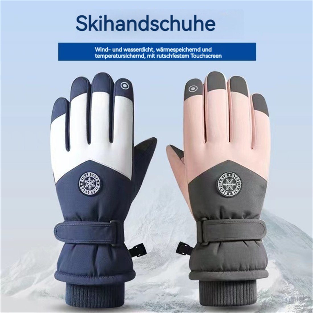 DÖRÖY Skihandschuhe warme gepolsterte, Handschuhe, unisex, Reithandschuhe Lila Winterliche